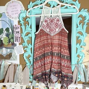 Rewind Flowy Sleeveless Top Shirt Lace Crochet Back Junior’s Size XS Boho Spring